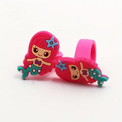 6pcs Kids Mermaid Ring Toy Soft Rubber Silicone Finger Random Style