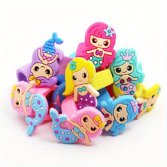 6pcs Kids Mermaid Ring Toy Soft Rubber Silicone Finger Random Style
