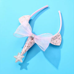 Pink Unicorn Organza Bow Plastic Headband for Girls