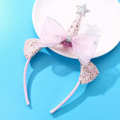 Pink Unicorn Organza Bow Plastic Headband for Girls