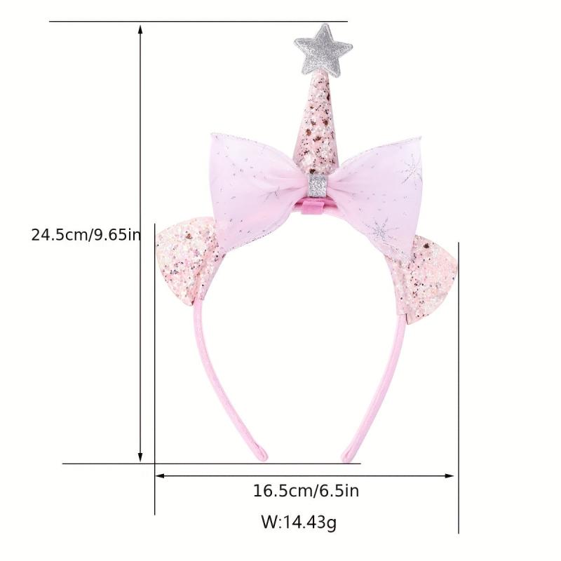 Pink Unicorn Organza Bow Plastic Headband for Girls