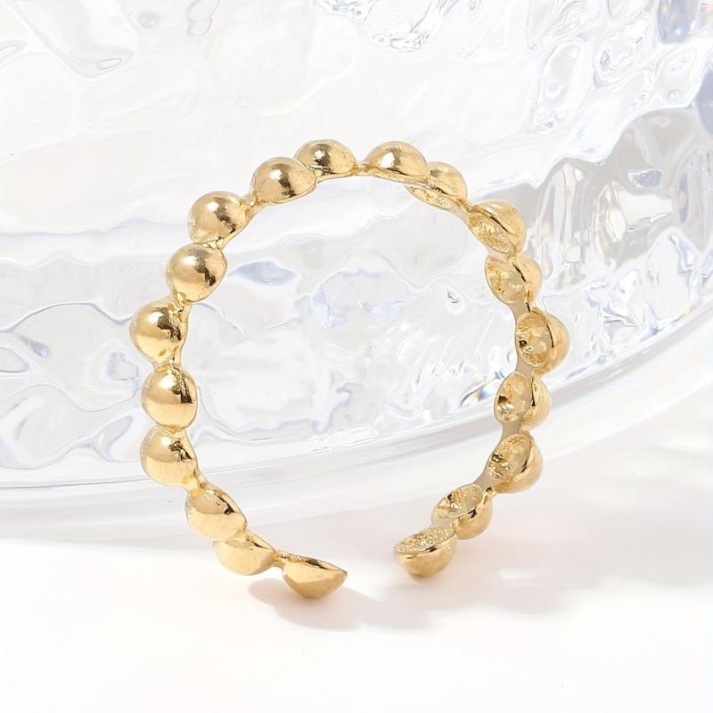 Geometric Polka Dot Stainless Steel Open Ring