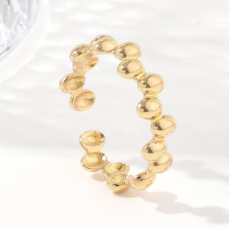 Geometric Polka Dot Stainless Steel Open Ring