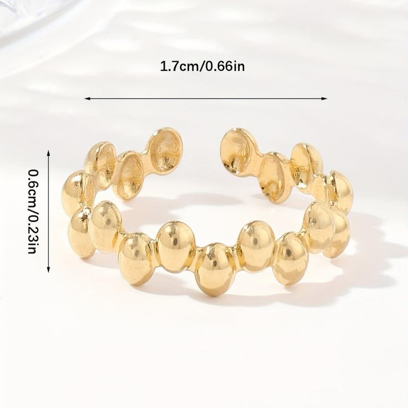 Geometric Polka Dot Stainless Steel Open Ring