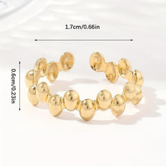 Geometric Polka Dot Stainless Steel Open Ring