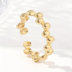Geometric Polka Dot Stainless Steel Open Ring