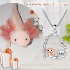 Charming Axolotl Heart Pendant Necklace - Axolotl Jewelry Gift