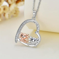 Charming Axolotl Heart Pendant Necklace - Axolotl Jewelry Gift