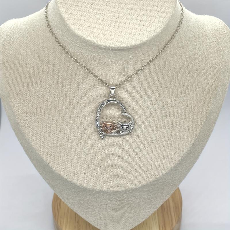 Charming Axolotl Heart Pendant Necklace - Axolotl Jewelry Gift