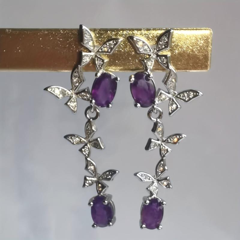Natural Amethyst Butterfly Earrings - Perfect Gift for Women