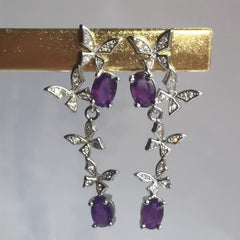 Natural Amethyst Butterfly Earrings - Perfect Gift for Women