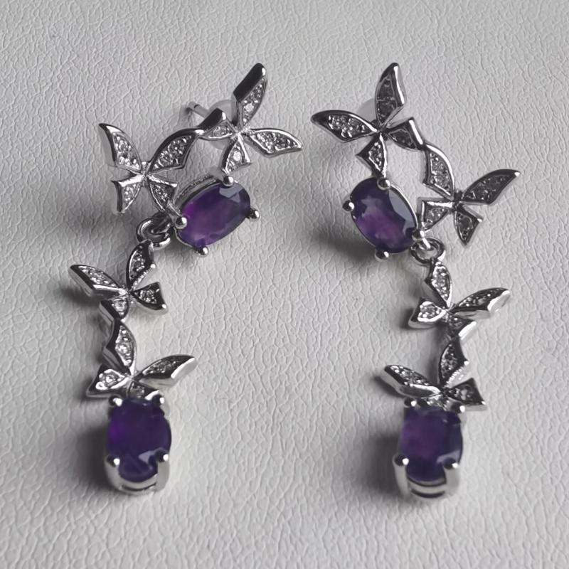Natural Amethyst Butterfly Earrings - Perfect Gift for Women