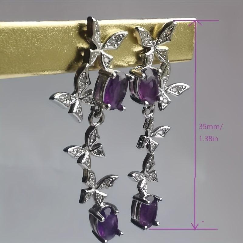 Natural Amethyst Butterfly Earrings - Perfect Gift for Women