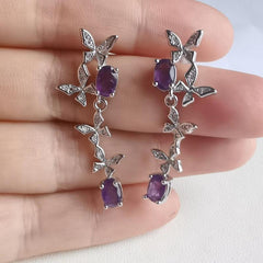 Natural Amethyst Butterfly Earrings - Perfect Gift for Women