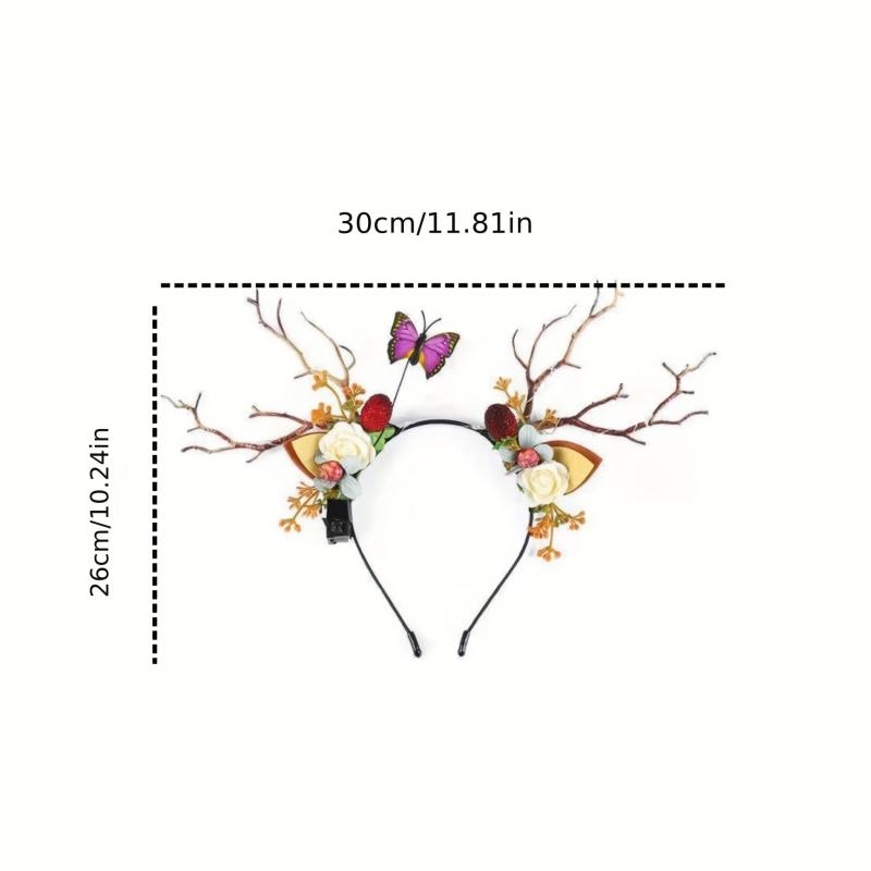 Christmas Deer Horn Hair Band Party Forest Series Elk Feather Glowing Hair Band