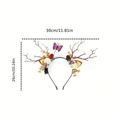 Christmas Deer Horn Hair Band Party Forest Series Elk Feather Glowing Hair Band