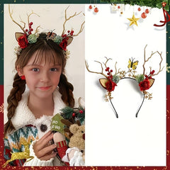 Christmas Deer Horn Hair Band Party Forest Series Elk Feather Glowing Hair Band