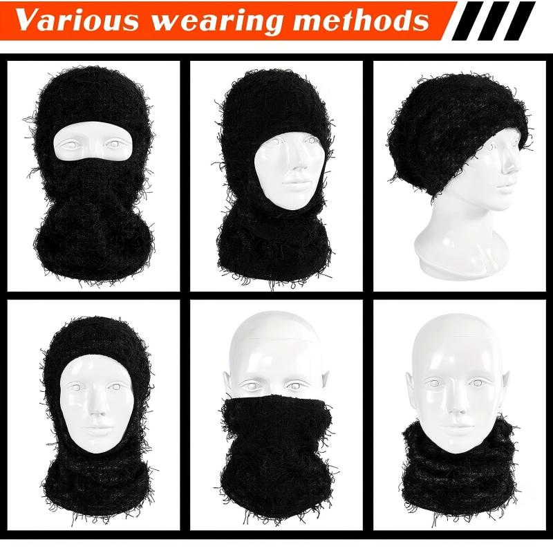 Distressed Balaclava Full Face Ski Mask Knitted Balaclava Ski Mask