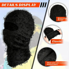 Distressed Balaclava Full Face Ski Mask Knitted Balaclava Ski Mask