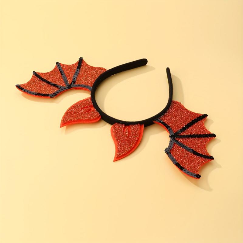 Girls Orange Purple Bat Shape Hair Hoop for Halloween