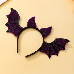 Girls Orange Purple Bat Shape Hair Hoop for Halloween