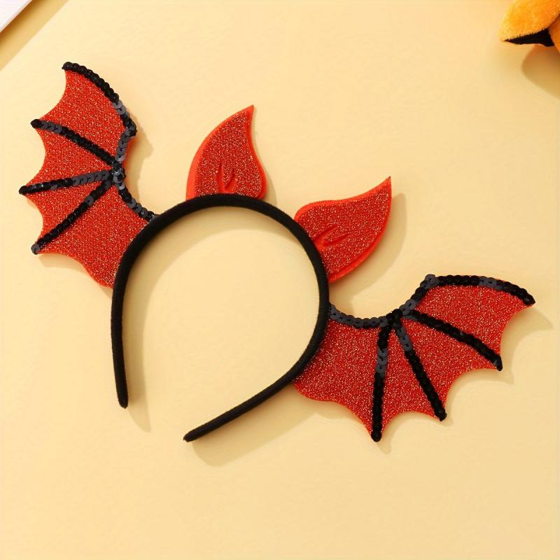 Girls Orange Purple Bat Shape Hair Hoop for Halloween