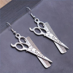 Scissors Hair Dryer Comb Earrings, Party Birthday Jewelry