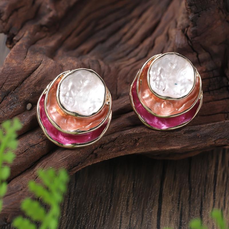 Alloy Geometric Enamel Earrings for Party Decor