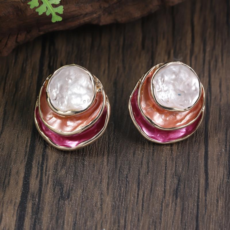 Alloy Geometric Enamel Earrings for Party Decor