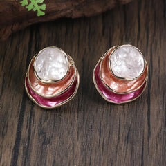 Alloy Geometric Enamel Earrings for Party Decor