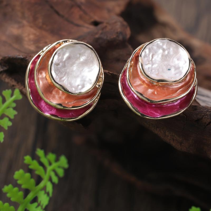 Alloy Geometric Enamel Earrings for Party Decor