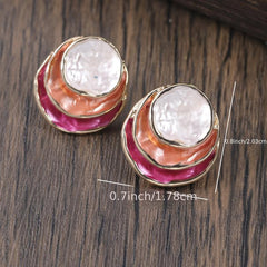 Alloy Geometric Enamel Earrings for Party Decor