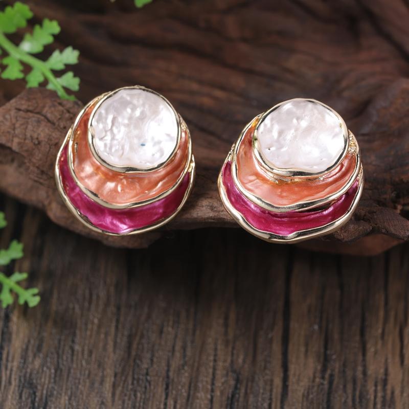 Alloy Geometric Enamel Earrings for Party Decor