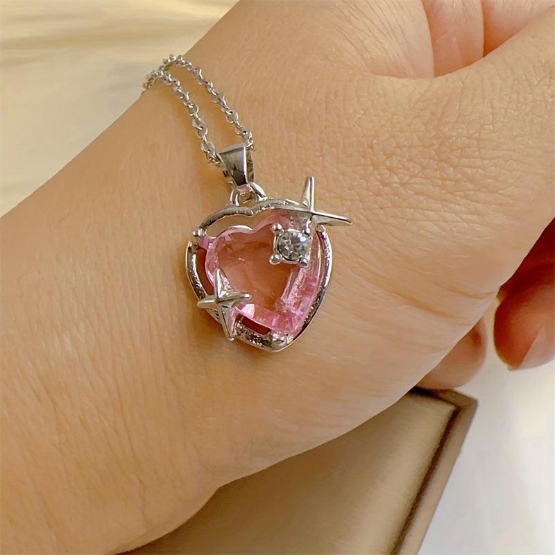 Star Heart Pendant Necklace Holiday Birthday Gift Party Jewelry