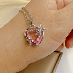 Star Heart Pendant Necklace Holiday Birthday Gift Party Jewelry