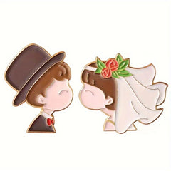 Festive National Style Cartoon Couple Brooch Wedding Gift