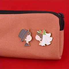 Festive National Style Cartoon Couple Brooch Wedding Gift