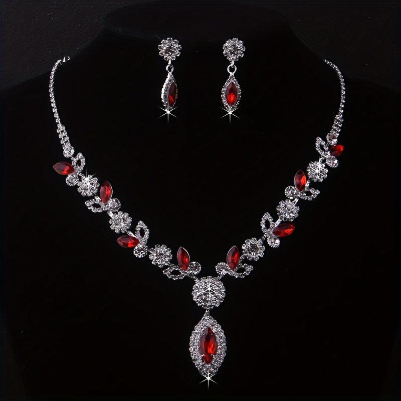 Artificial Diamonds Rhinestones Necklace Earrings Set