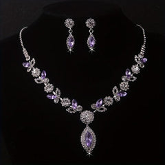 Artificial Diamonds Rhinestones Necklace Earrings Set