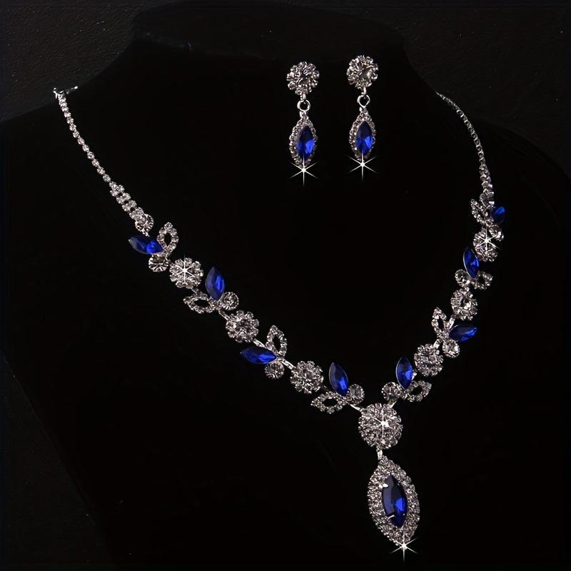 Artificial Diamonds Rhinestones Necklace Earrings Set