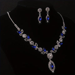 Artificial Diamonds Rhinestones Necklace Earrings Set