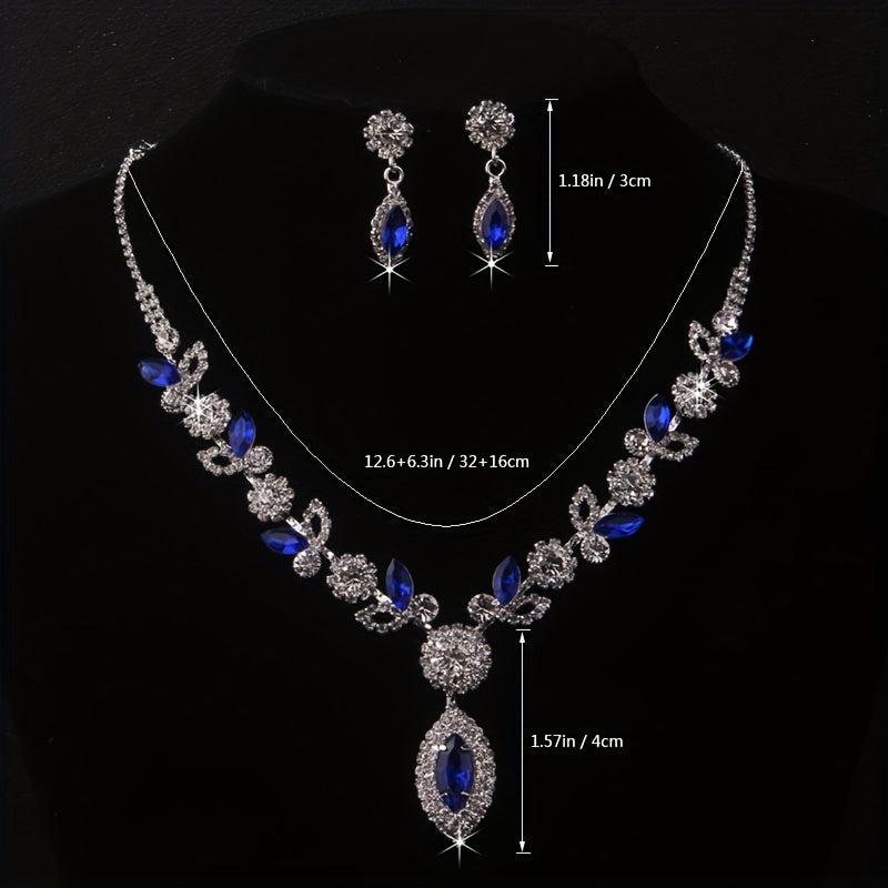Artificial Diamonds Rhinestones Necklace Earrings Set