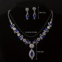 Artificial Diamonds Rhinestones Necklace Earrings Set