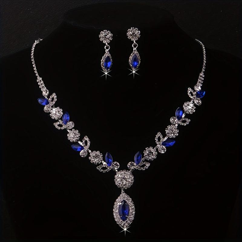 Artificial Diamonds Rhinestones Necklace Earrings Set