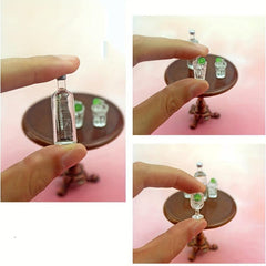 3pcs Dollhouse Wine Bottle Cups Set Pretend Play Doll Food Kitchen Accessories