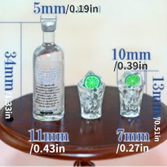 3pcs Dollhouse Wine Bottle Cups Set Pretend Play Doll Food Kitchen Accessories