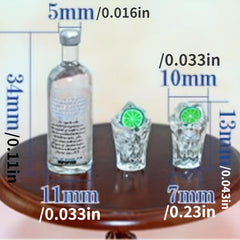3pcs Dollhouse Wine Bottle Cups Set Pretend Play Doll Food Kitchen Accessories
