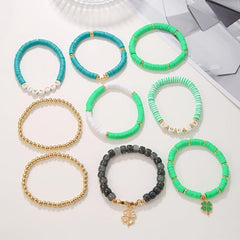 Boho Ethnic Lucky Grass Soft Pottery Bracelet Set