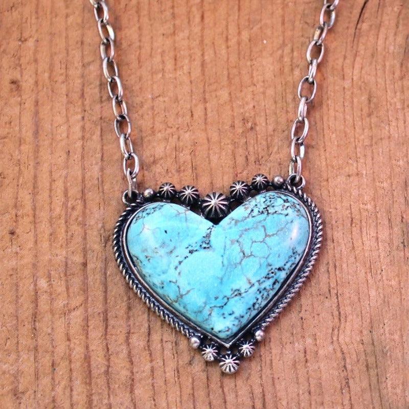 Bohemian Retro Turquoise Pendant Necklace for Women