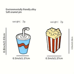 Cartoon Popcorn & Cola Brooch - Fun Accessory